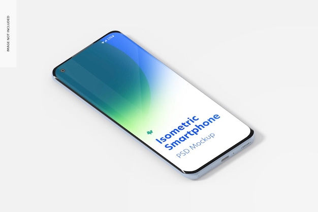 Mockup di smartphone isometrico, vista da destra