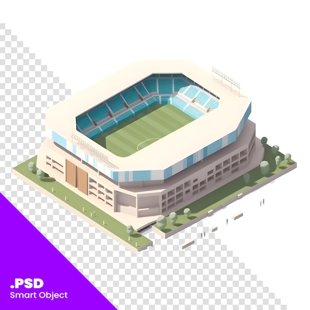 PSD icona isometrica dello stadio di calcio icona isometrica del vettore dello stadio per il modello psd di web design