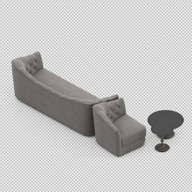 Isometric sofa 3d isolated render