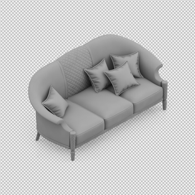 PSD Изометрические диван 3d изолированных визуализации