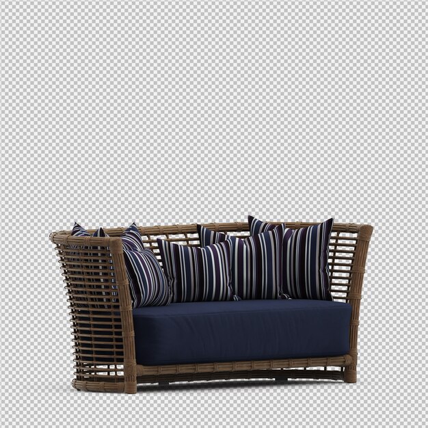 Isometric sofa 3d isolated render