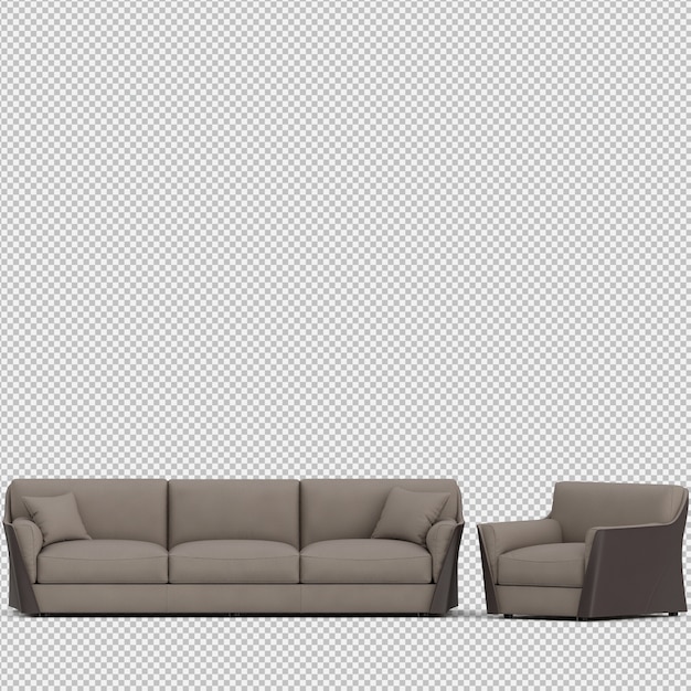 Isometric Sofa 3D isolated render