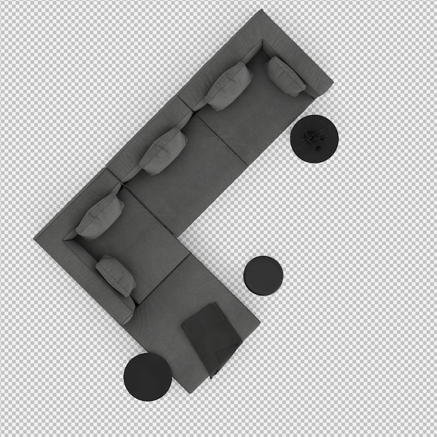 isometric sofa 3d isolated render