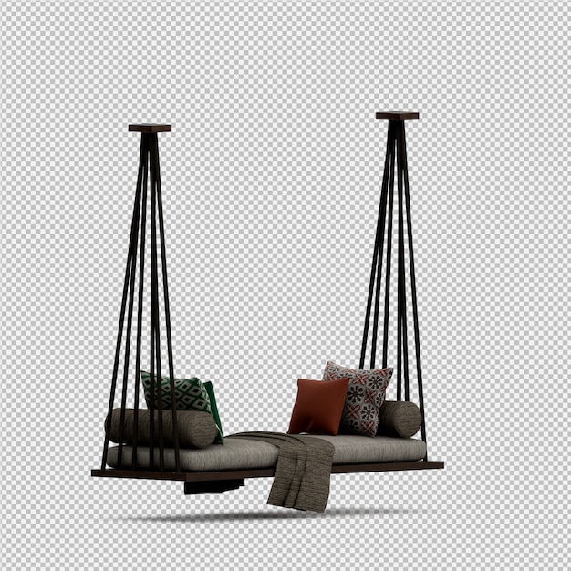 Isometric sofa 3d isolated render