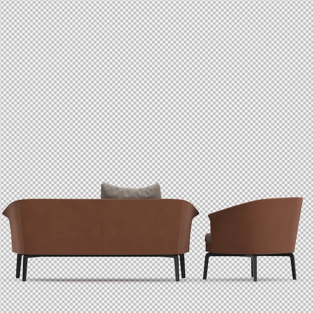 Isometric sofa 3d isolated render