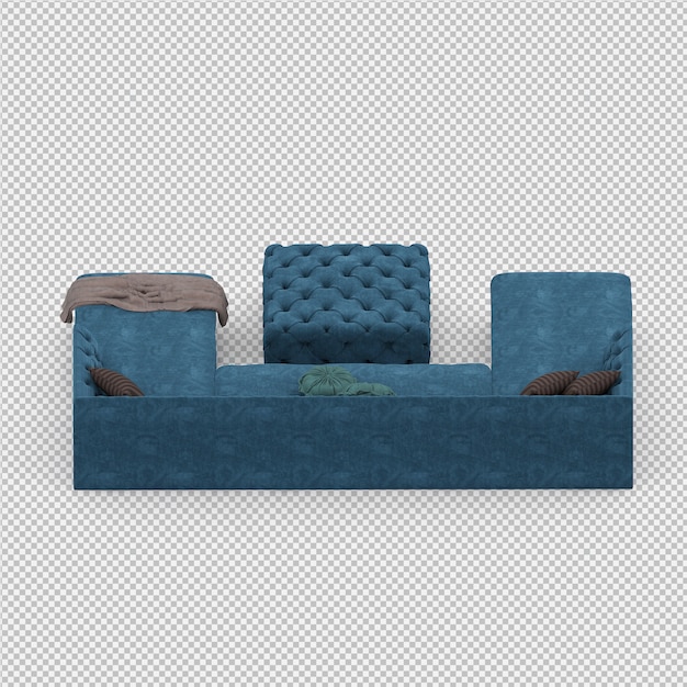 Isometric Sofa 3D isolated render