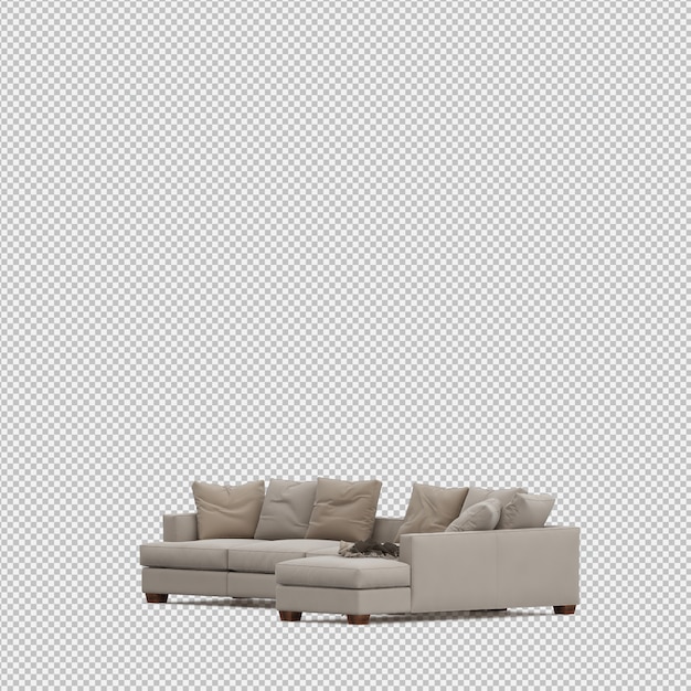 Isometric sofa 3d isolated render