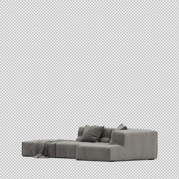 Isometric sofa 3d isolated render