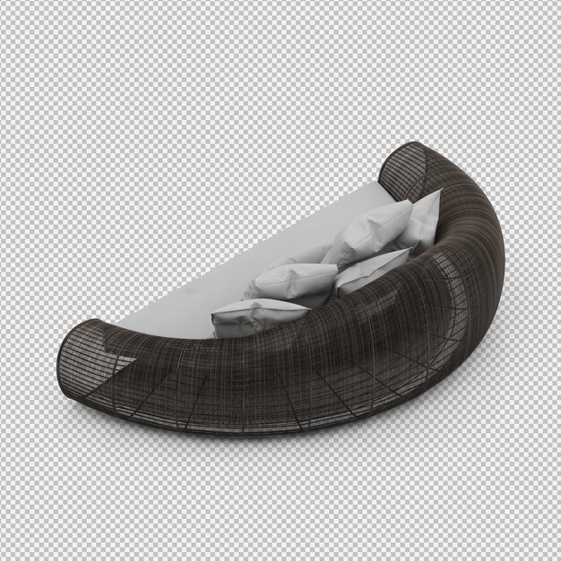 Isometric Sofa 3D isolated render