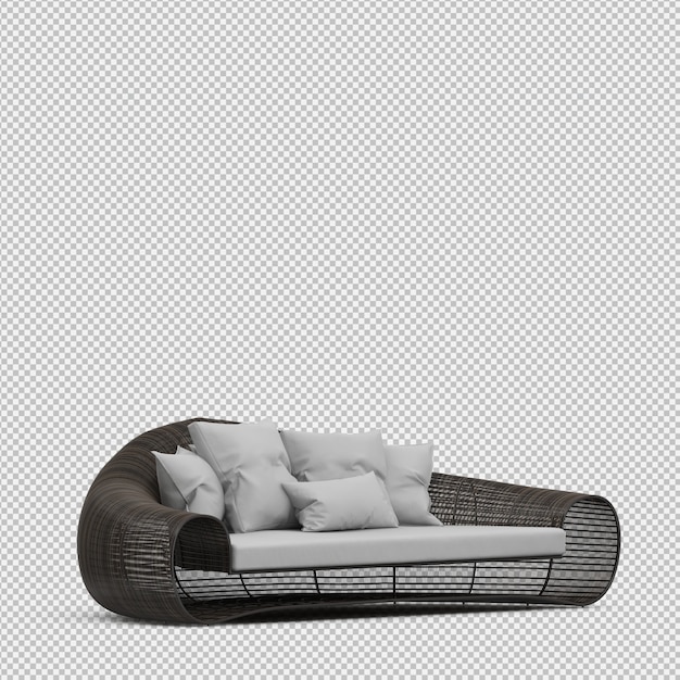 Isometric sofa 3d isolated render