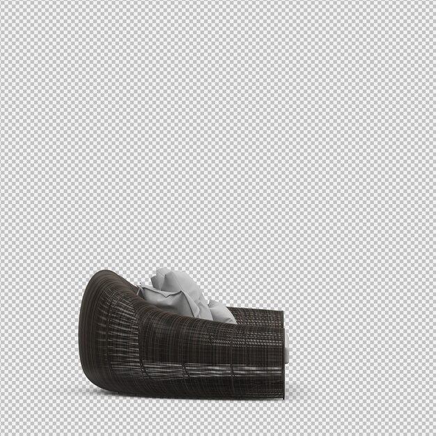 Isometric Sofa 3D isolated render