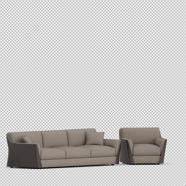 Isometric Sofa 3D izolowane renderowania