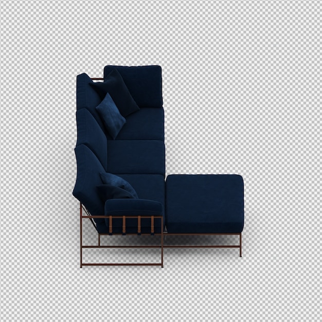 PSD isometric sofa 3d izolowane renderowania