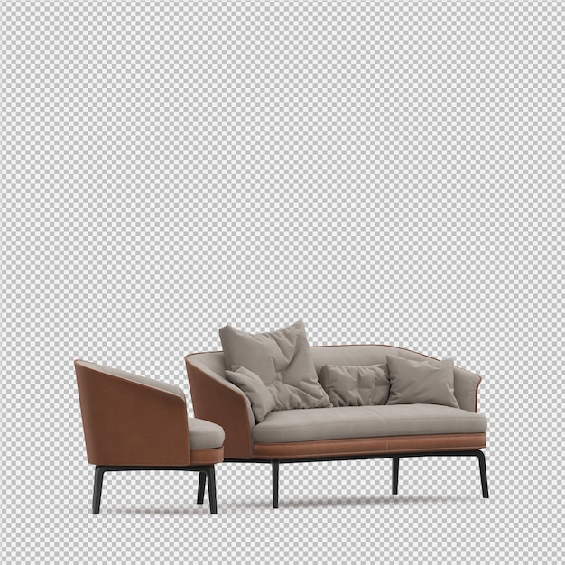 Isometric Sofa 3d Izolowane Renderowania
