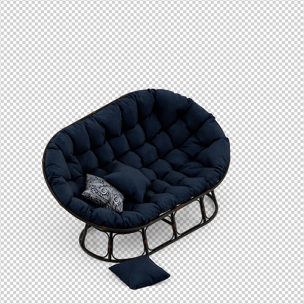 Isometric sofa 3d render isolated