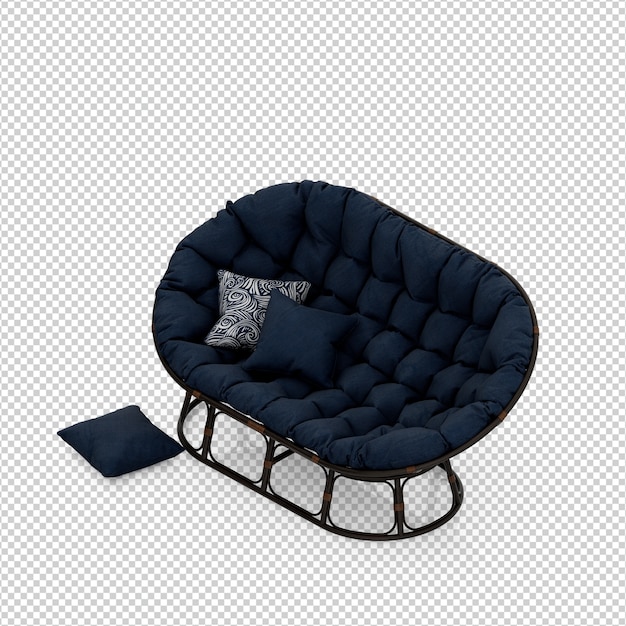 Isometric sofa 3D render isolated