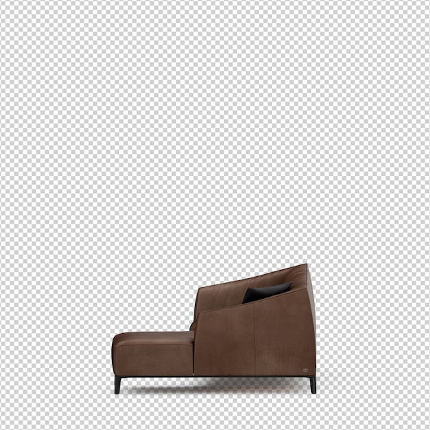 Isometric sofa 3D render isolated