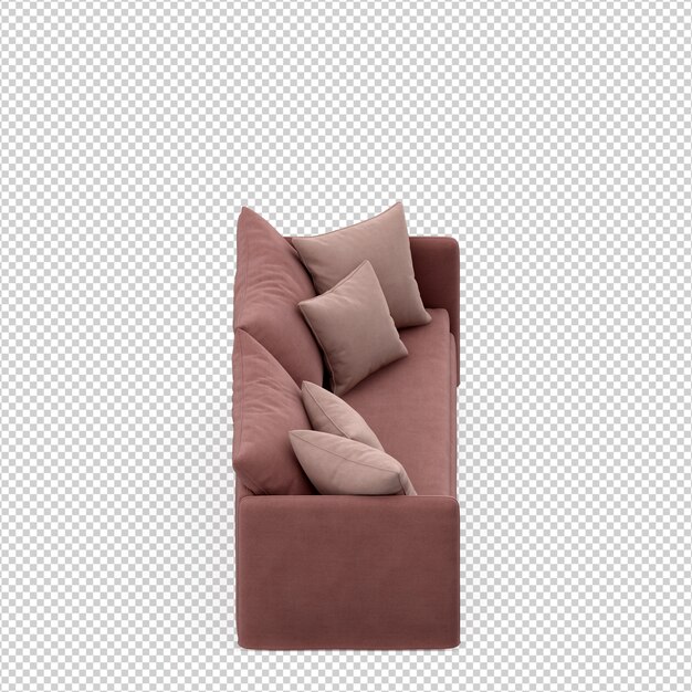 Isometric sofa 3d render isolated