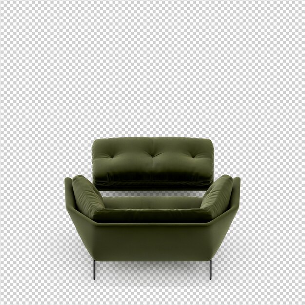 Isometric sofa 3D render isolated