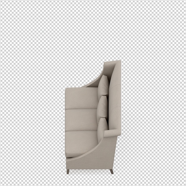 Isometric sofa 3D render isolated