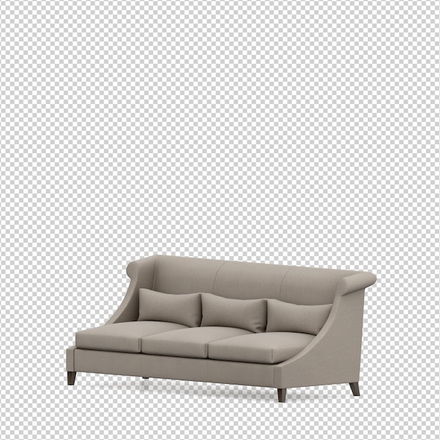 Isometric sofa 3d render isolated