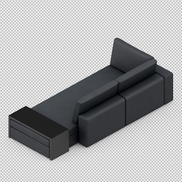 PSD isometric sofa 3d render