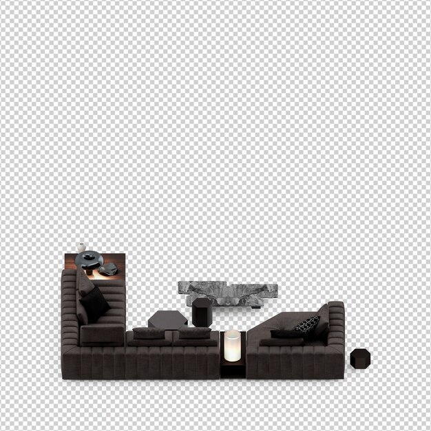 Isometric sofa 3d render