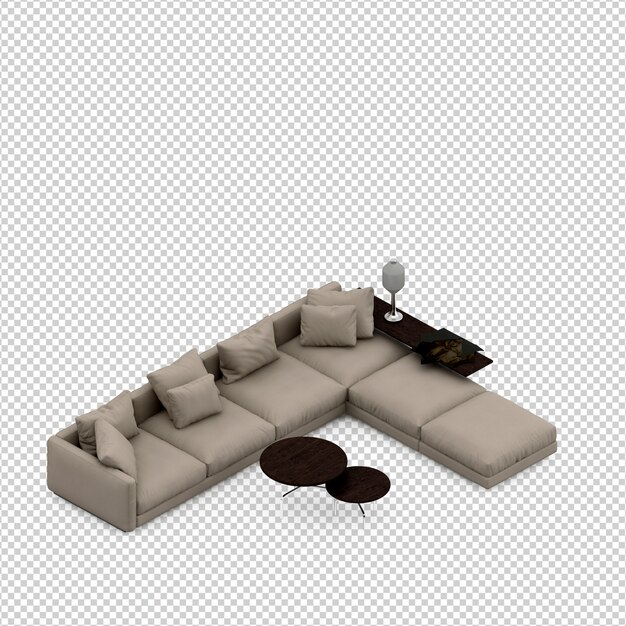 Isometric sofa 3d render