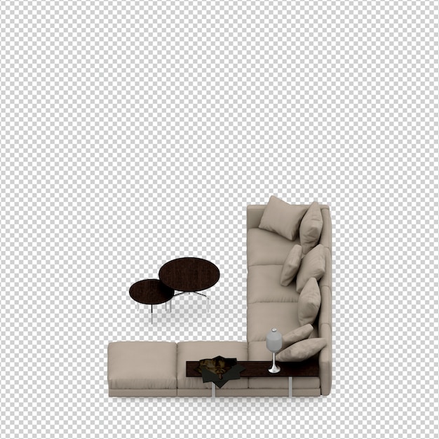 PSD isometric sofa 3d render