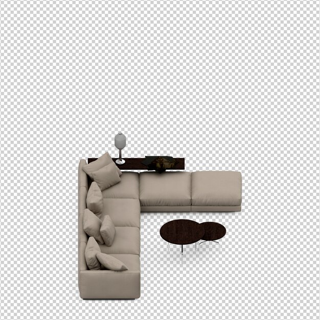 Isometric sofa 3D render