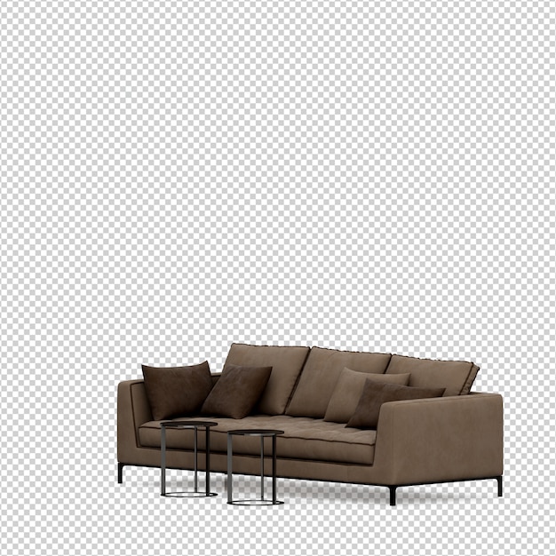 Rendering 3d divano isometrico