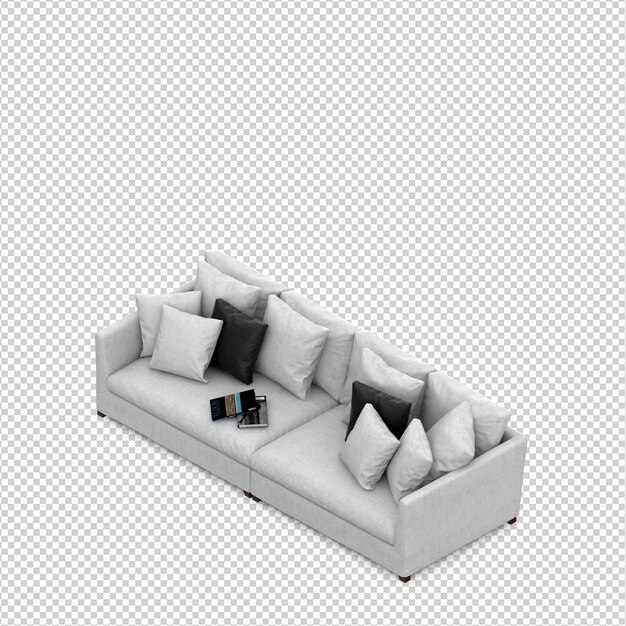 Rendering 3d divano isometrico