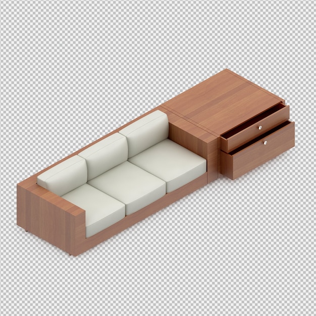 PSD isometric sofa 3d render