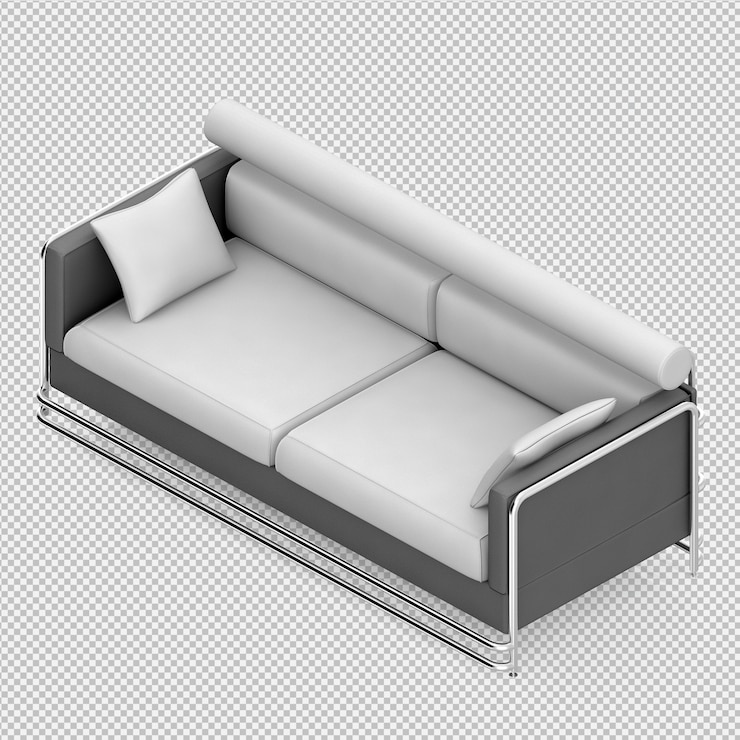 PSD изометрические диван 3d визуализации