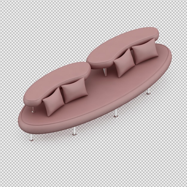 PSD il sofà isometrico 3d rende