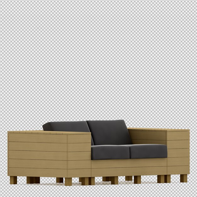 Isometric sofa 3d render