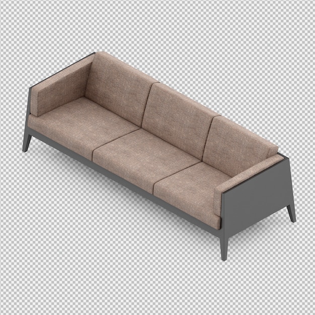 Il sofà isometrico 3d rende