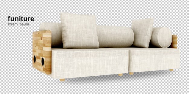 PSD divano isometrico in rendering 3d