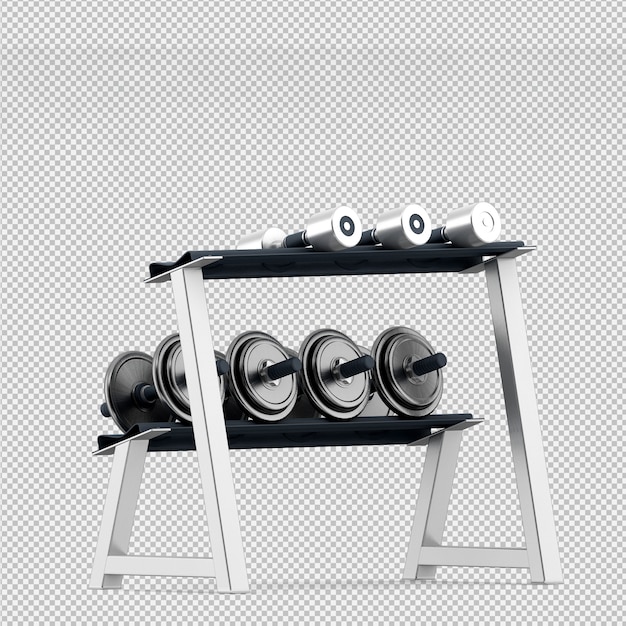 Isometric sport and gym equipment 3D render