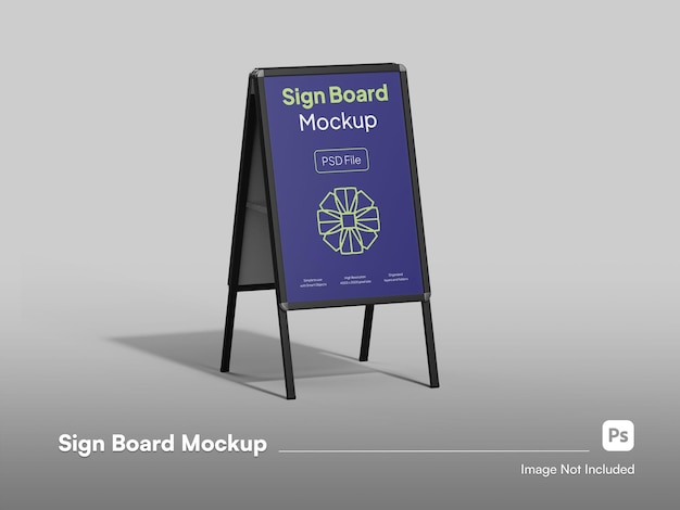 PSD isometric stand signboard store poster 3d mockup isolated