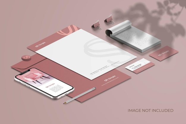 Marchio di cancelleria isometrica - mockup scene creator