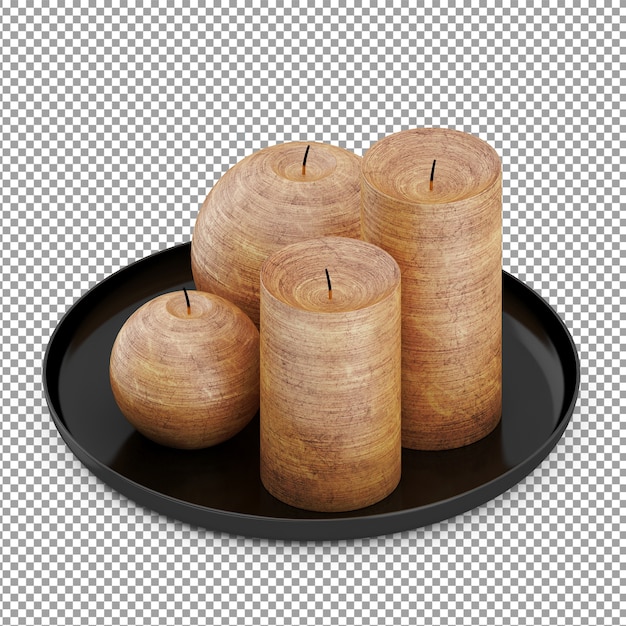 Isometric świeczki w round talerzu