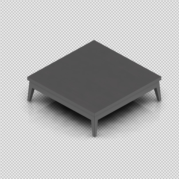 PSD isometric table 3d render