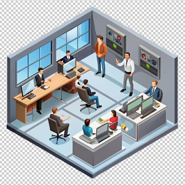 isometric tv program making concept with operator isolated on transparent background