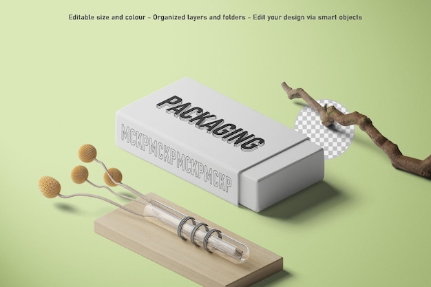 Isometric view blank box packaging mockup illustration 3d render