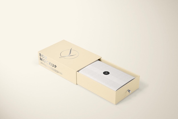 Isometric View Open Long Box Tissue Mockup