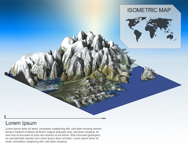 PSD isometric virtual terrain for infographics