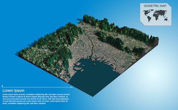 PSD isometric virtual terrain for infographics