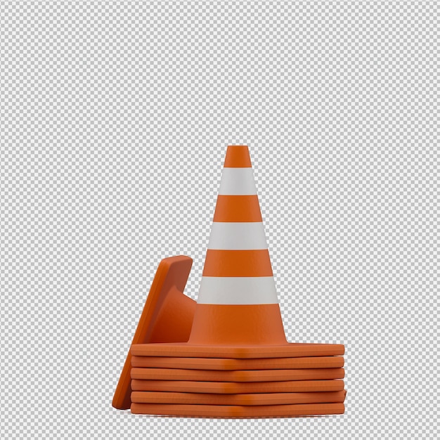 PSD isometric warning cone 3d render