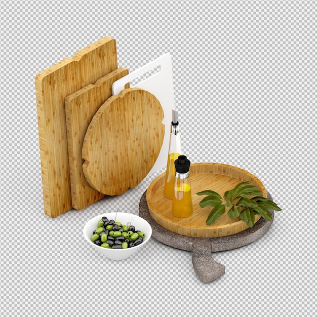 PSD isometric wooden cutting board